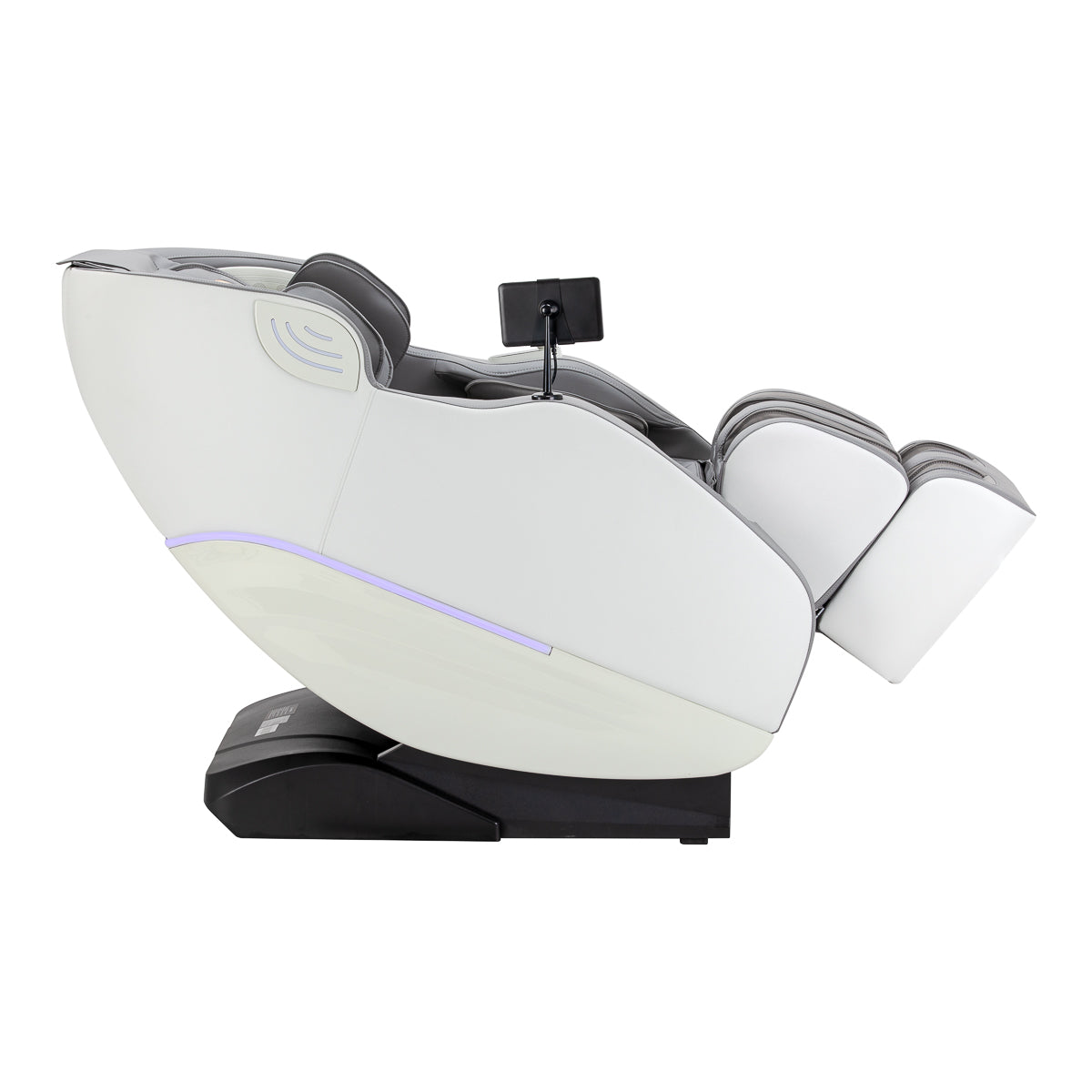 White and grey Sakura 3D Maximus Massage Chair showing plush upholstery and ergonomic design for relaxation.