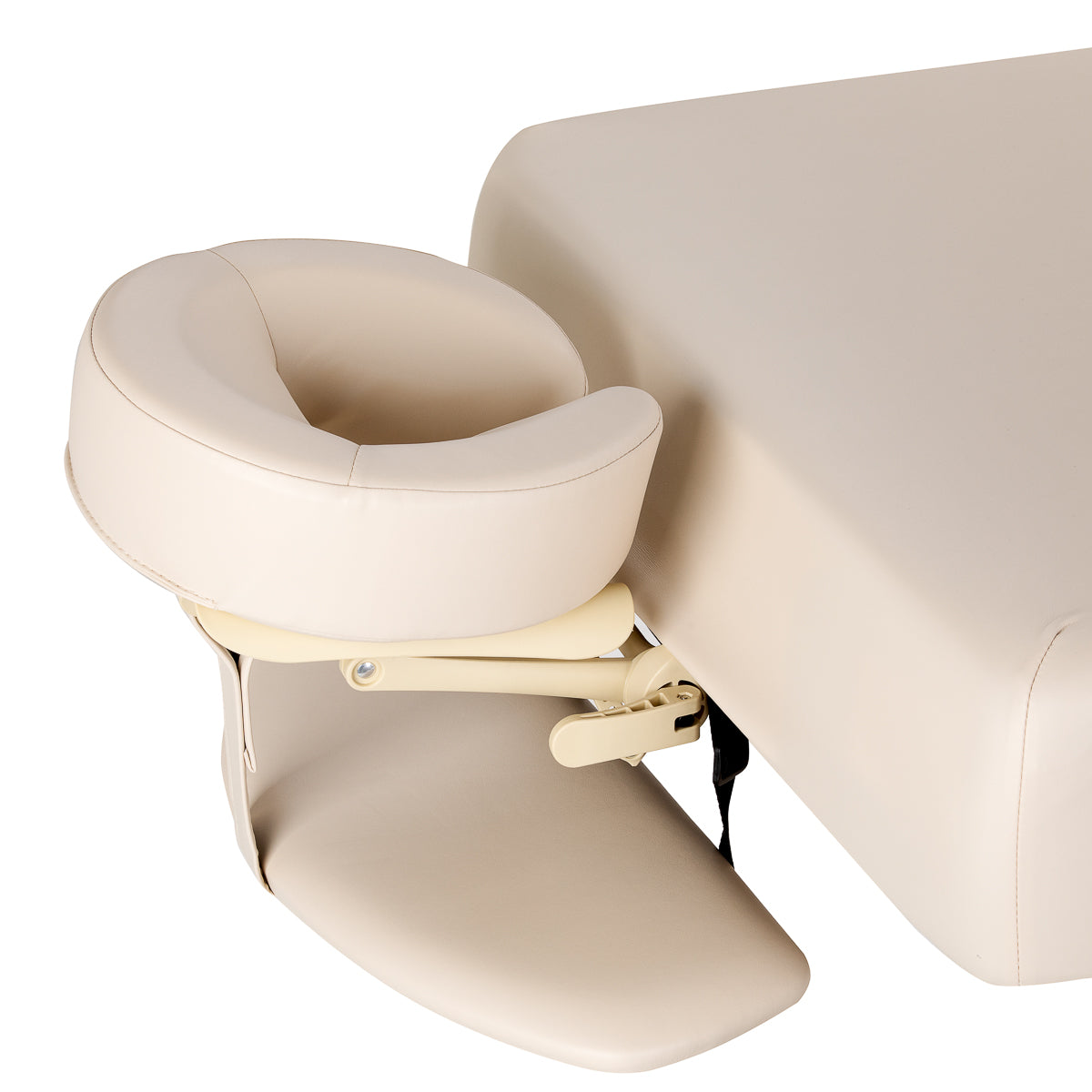 Cream SPA lounger Sillon Siesta beauty salon furniture with light brown base, designed for relaxation and professional spa use.