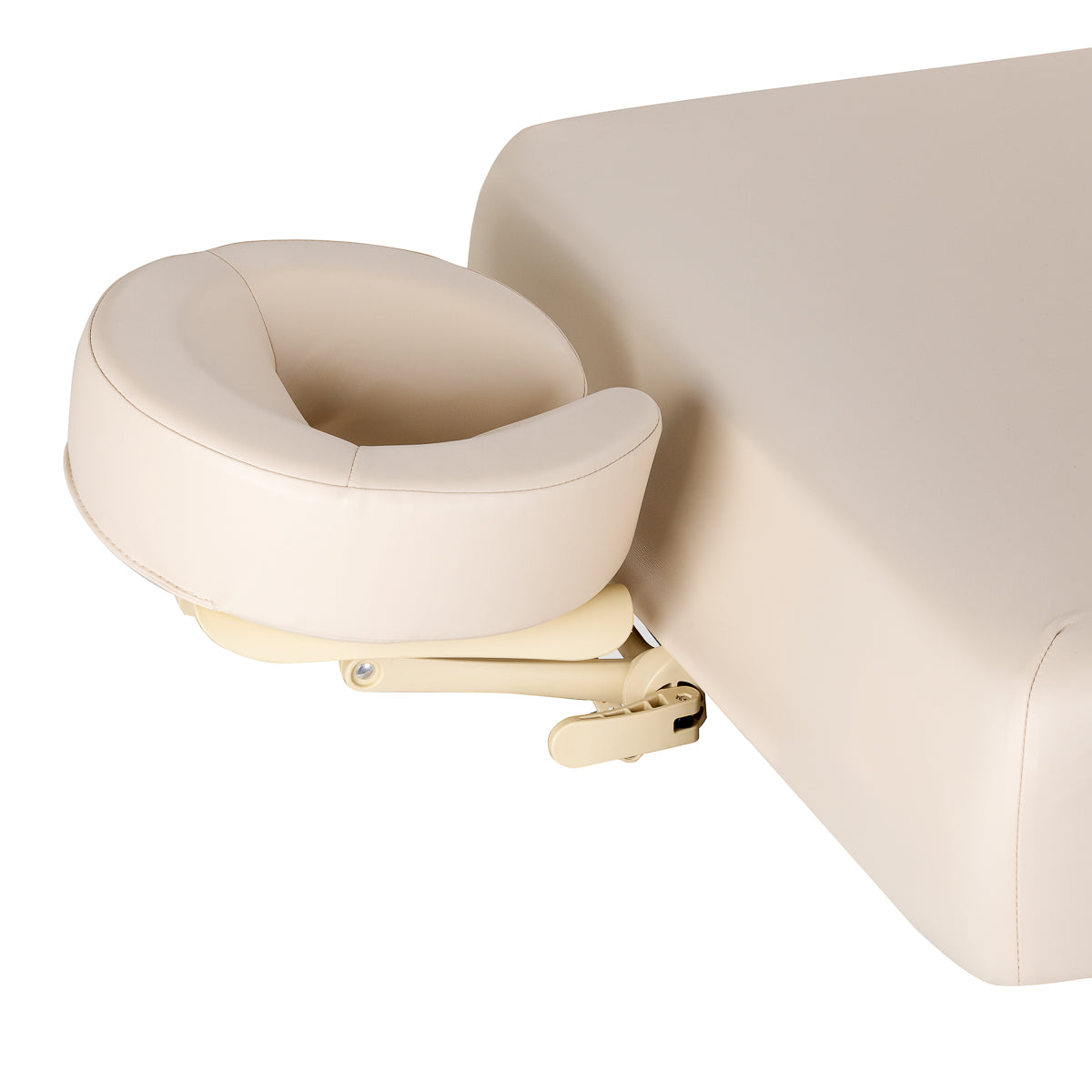 Cream-colored SPA lounger Sillon Siesta with a light brown base, designed for beauty salon furniture.
