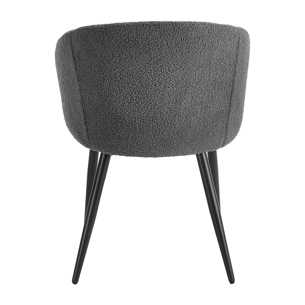 4RICO Asola grey sherpa chair with rounded backrest and black metal legs