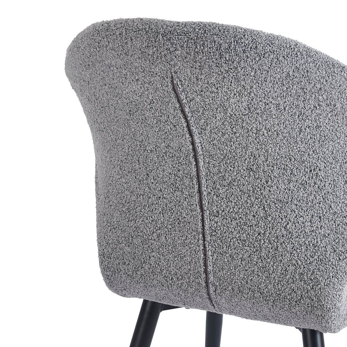 Close-up of soft grey sherpa upholstery on 4RICO Lucente chair