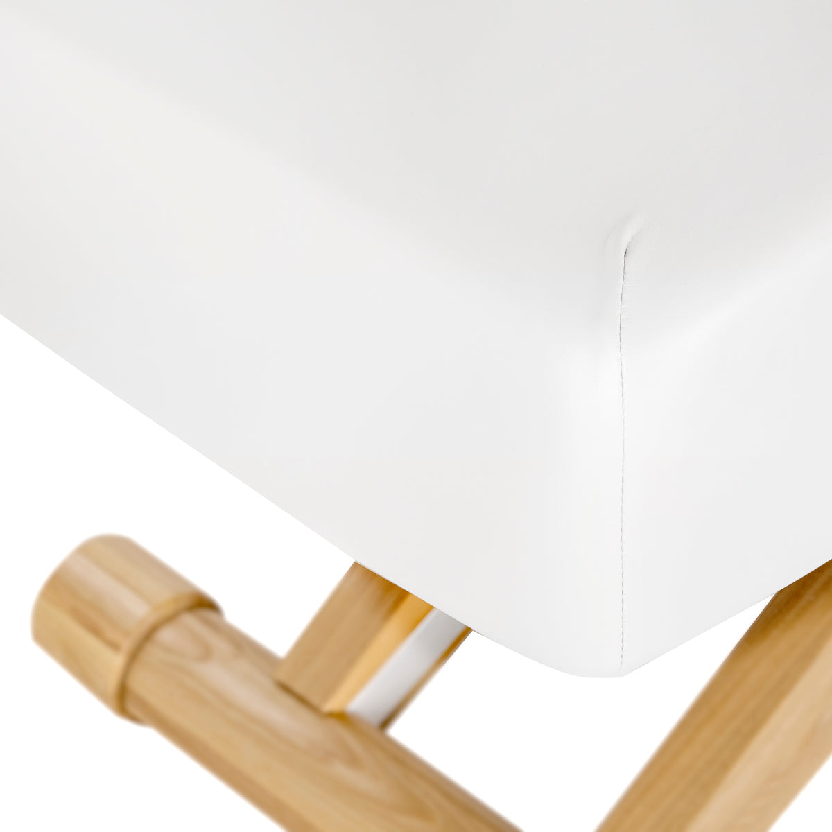 Sillon Siesta Table SPA Électrique – Blanche, Base Brun Clair · Base en bois