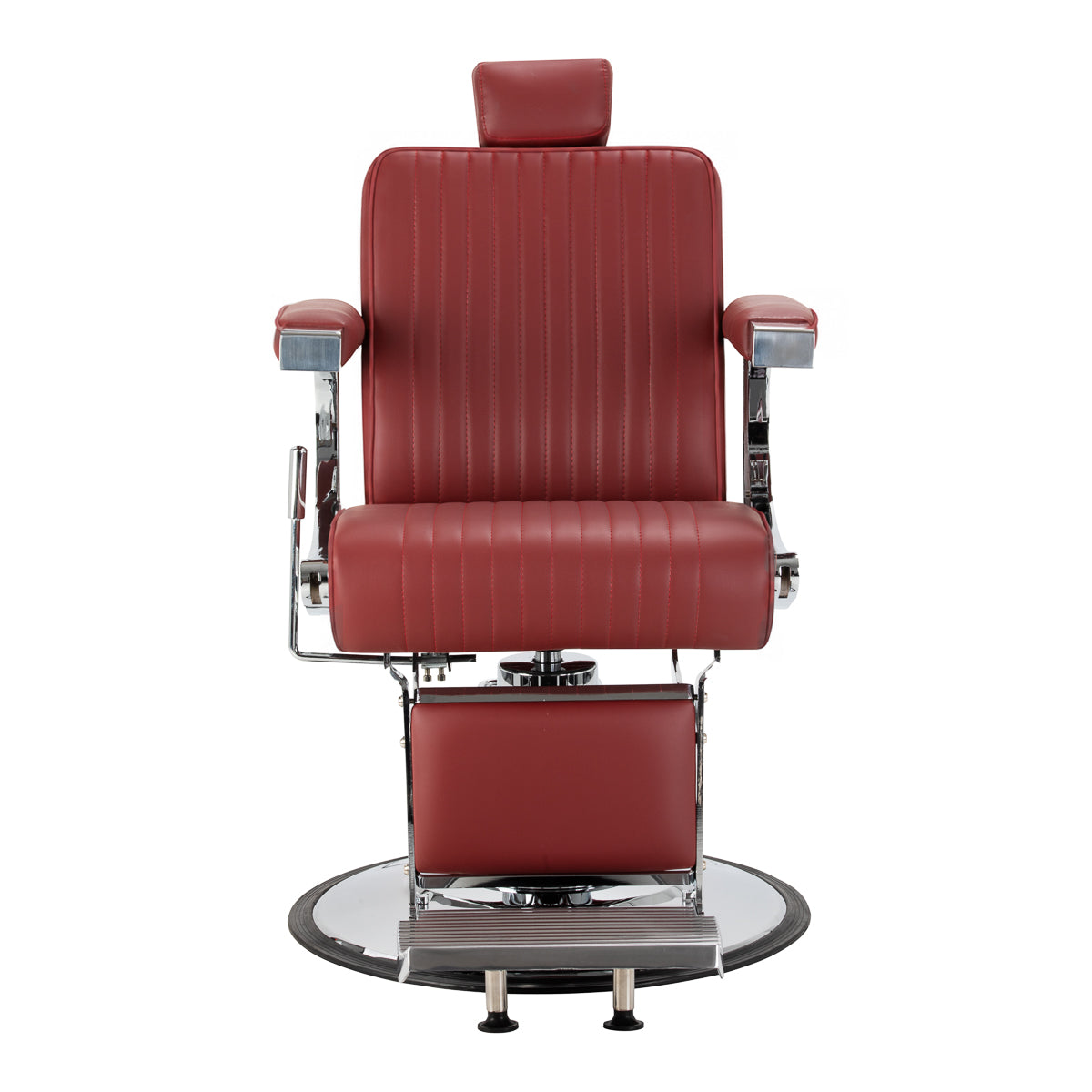 Gabbiano Visionerio+ fauteuil de barbier hydraulique – Rouge, cadre chromé; vue de face