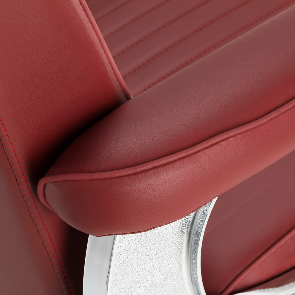 Gabbiano Visionerio+ fauteuil de barbier hydraulique – Rouge, cadre chromé; dessous de l’accoudoir rembourré