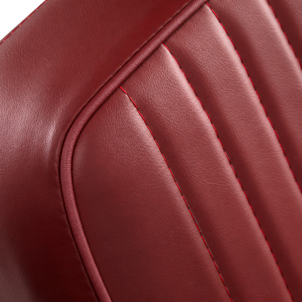Gabbiano Visionerio+ fauteuil de barbier hydraulique – Rouge, cadre chromé; gros plan de la couture du dossier