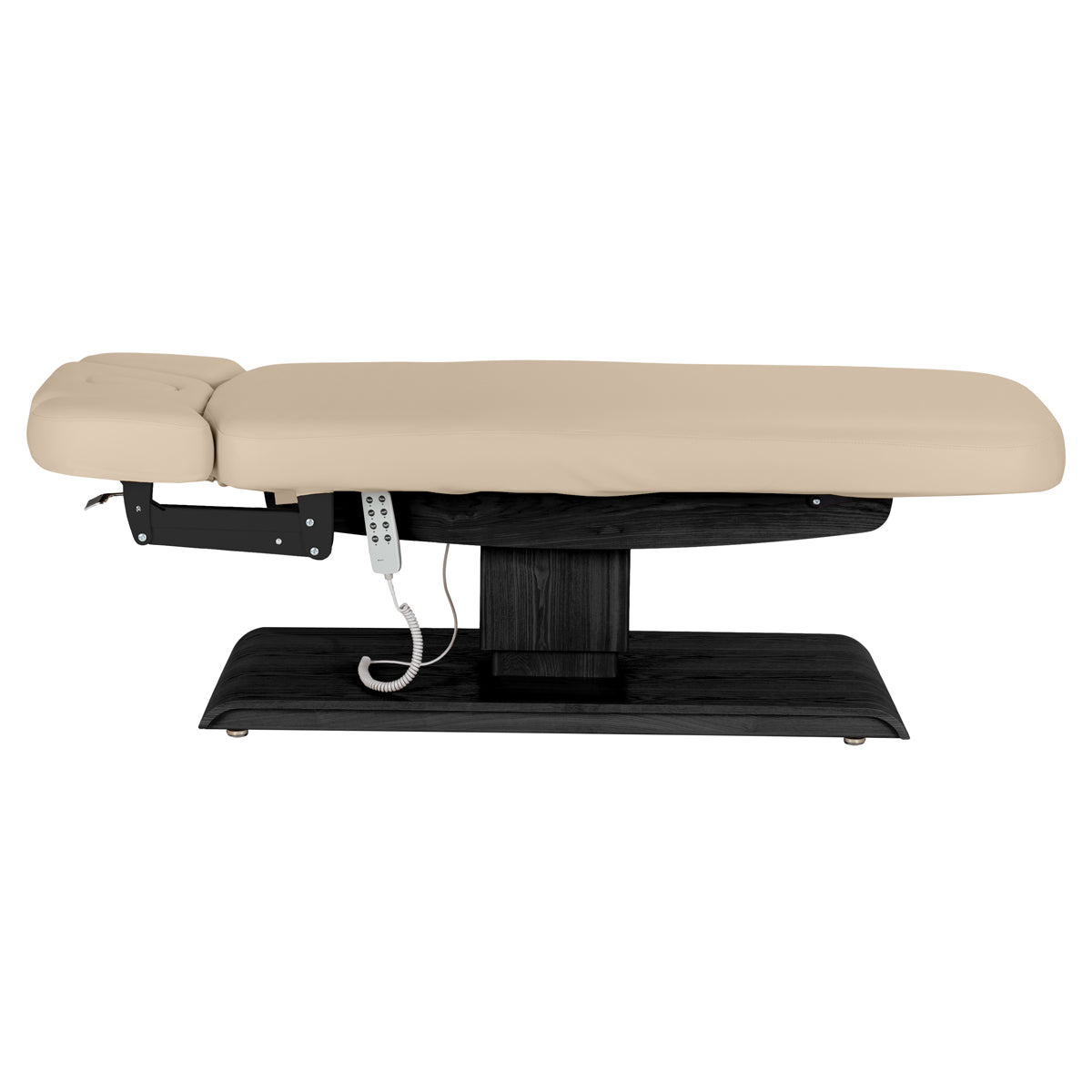 Table SPA Électrique Sillon Relax – Beige, Base Noir · Vue de côté