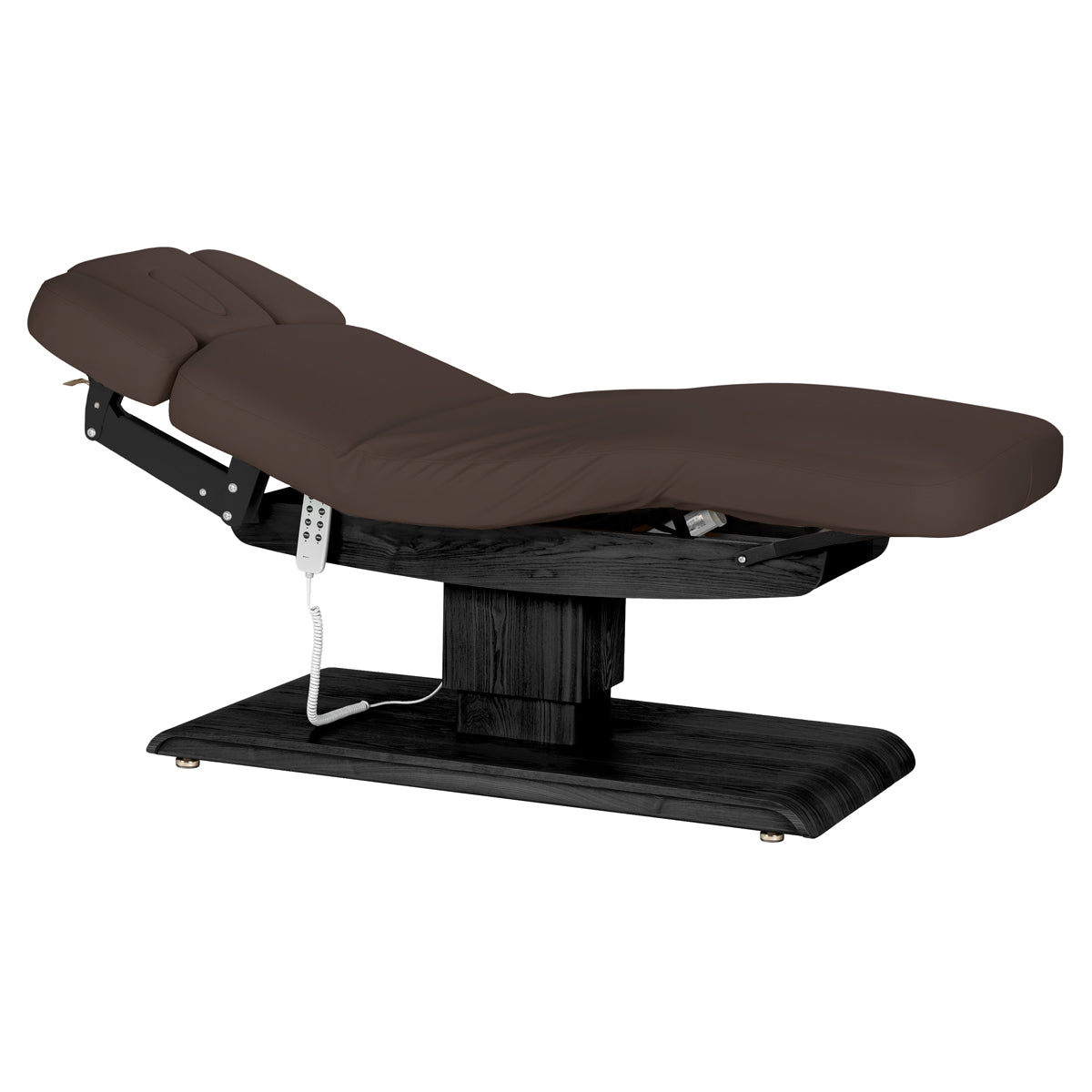 Table SPA Électrique Sillon Relax – Brun Foncé, Base Noir · Vue générale