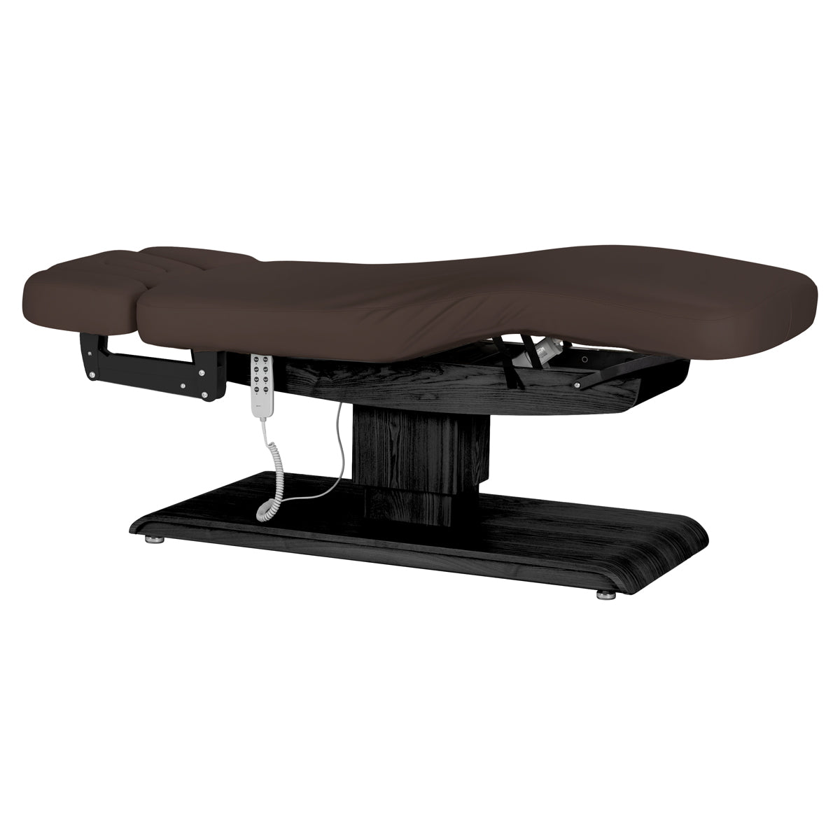 Table SPA Électrique Sillon Relax – Brun Foncé, Base Noir · Vue générale