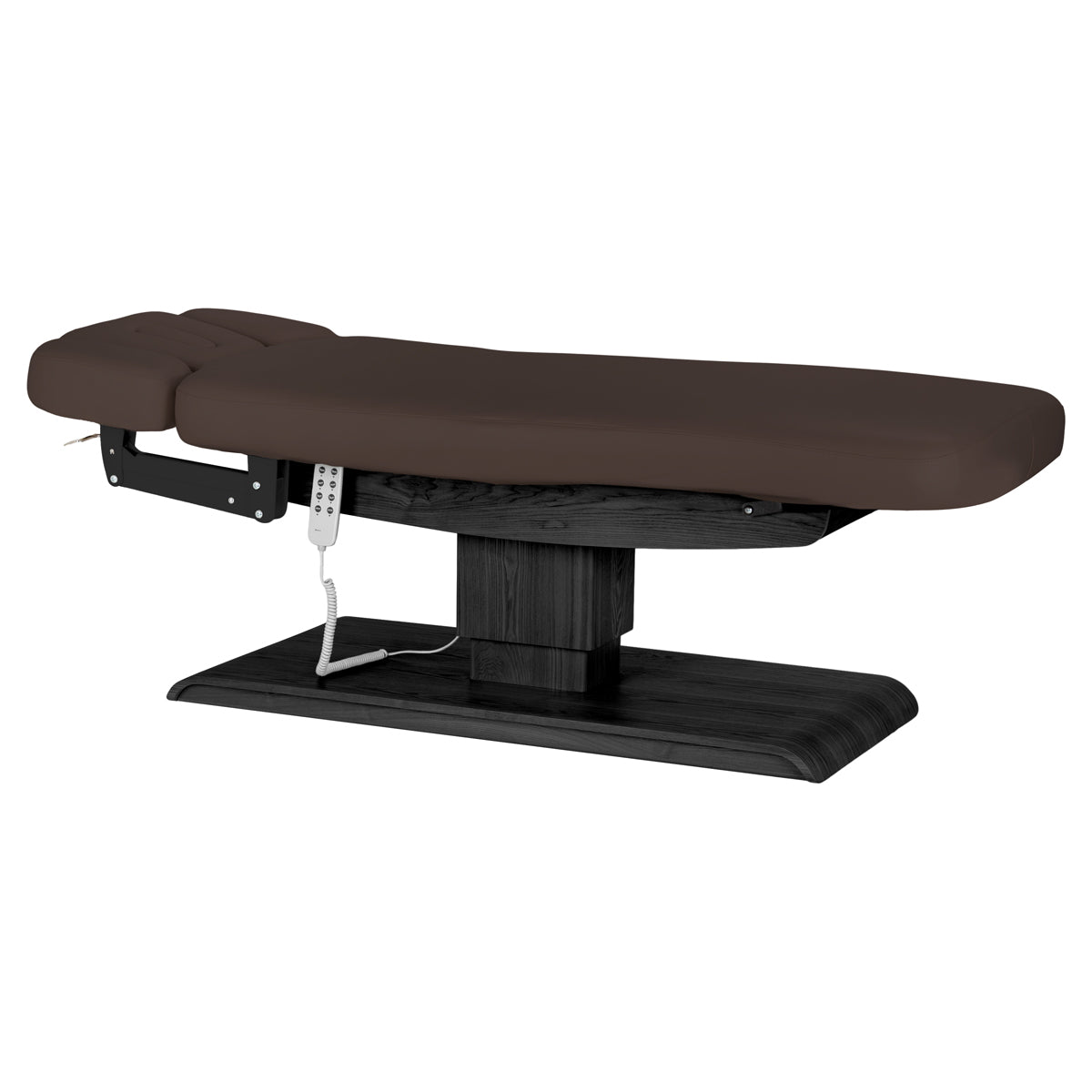 Table SPA Électrique Sillon Relax – Brun Foncé, Base Noir · Vue générale