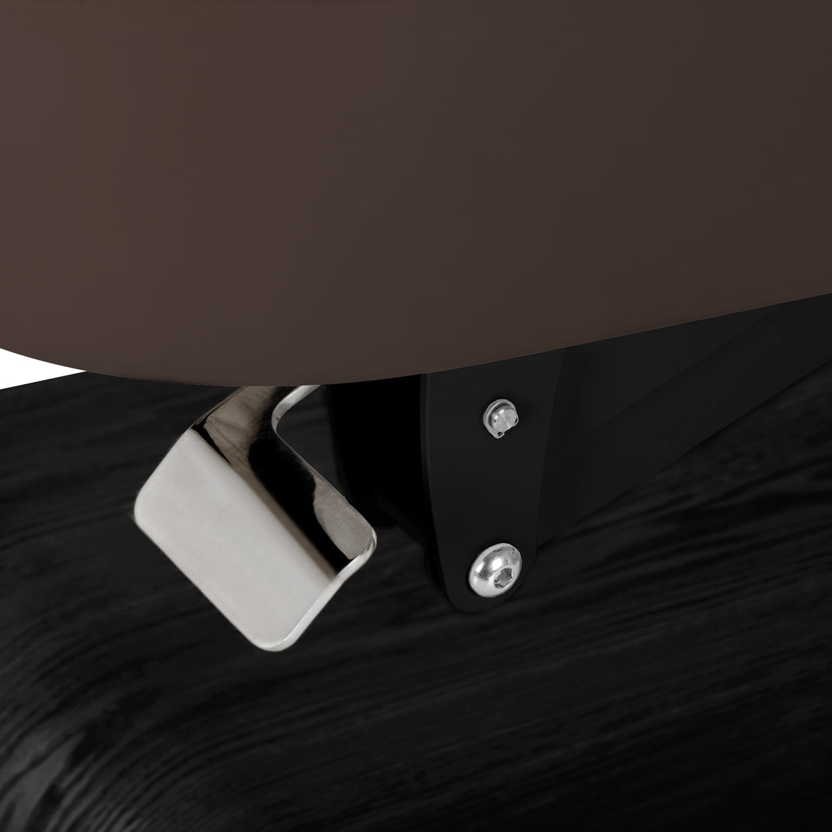 Table SPA Électrique Sillon Relax – Brun Foncé, Base Noir · Détail de fixation