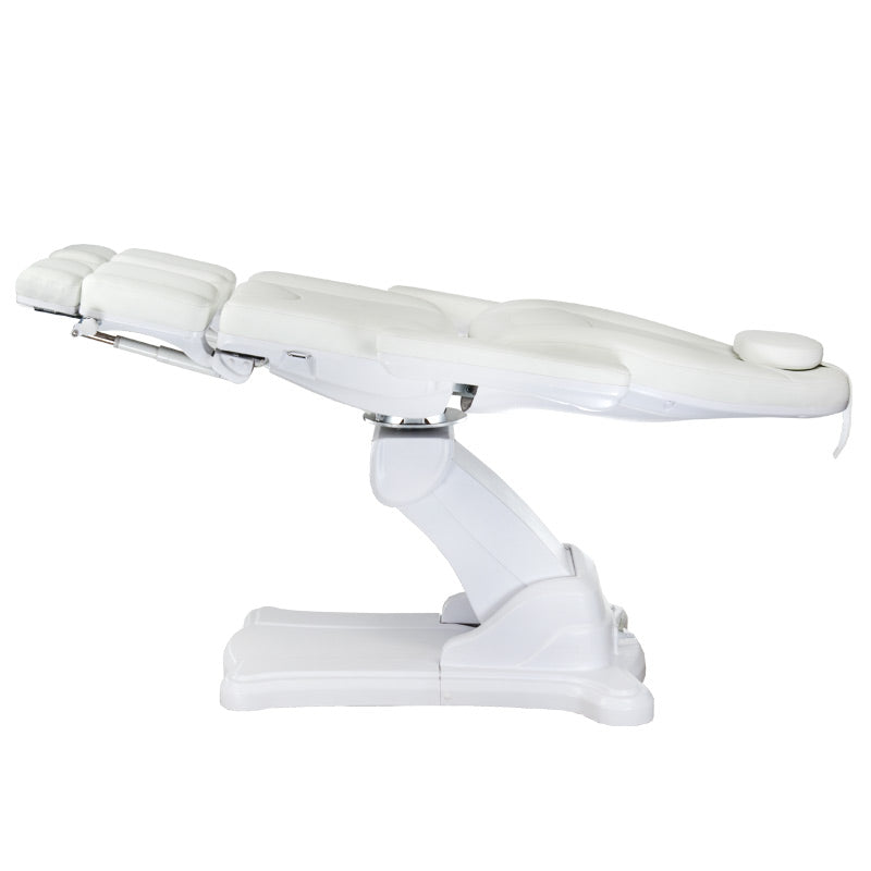 Electric beauty salon chair in light grey with padded upholstery, designed for cosmetic treatments by Beauty System.
