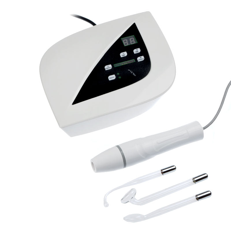 Beauty System Darsonval BR-667 device with glass electrode and control dial, used for facial skin toning and rejuvenation.
