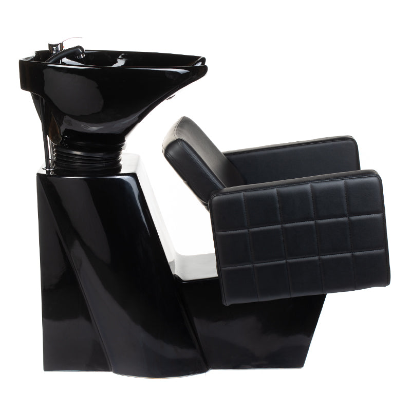 Black Ernesto hair washing station by Beauty System featuring a sleek basin and comfortable chair for salon use.
