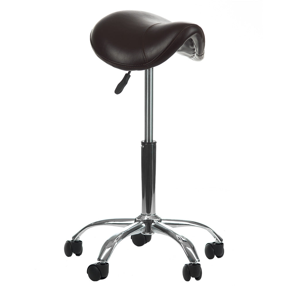 Beauty System Cosmetic Stool BD-9909 in brown, padded seat with adjustable height and sturdy base for salon or makeup use.
