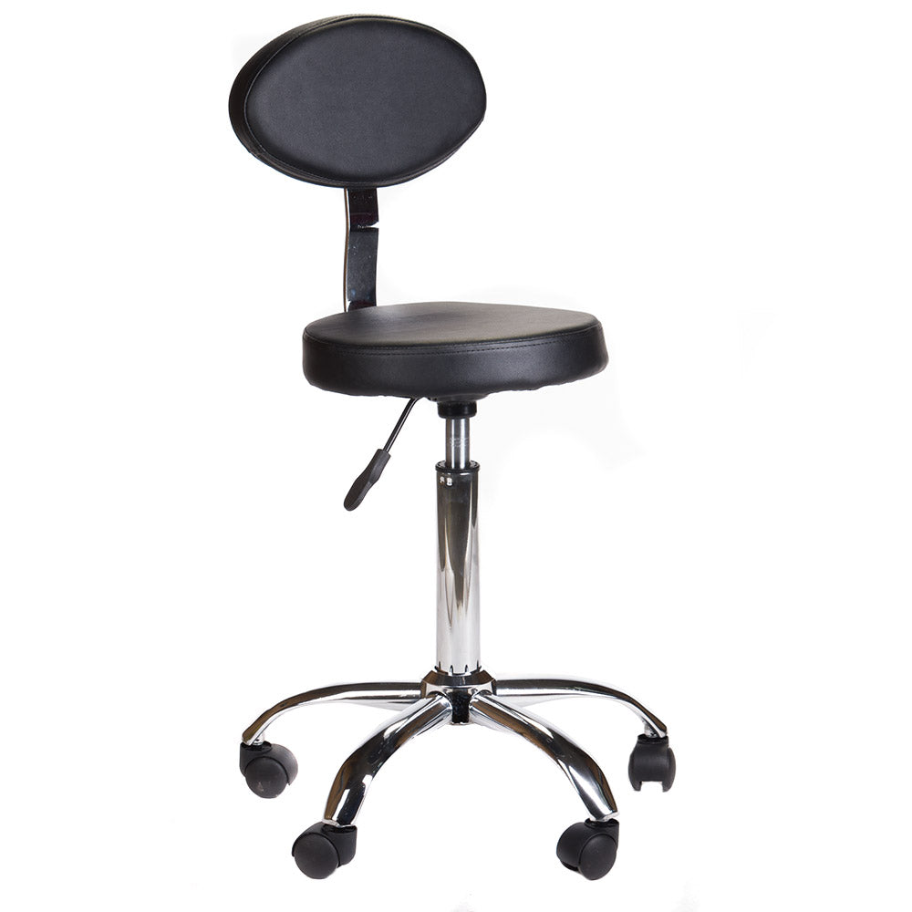 Taboret kosmetyczny z oparciem BH-7289 Czarny - BVShop
