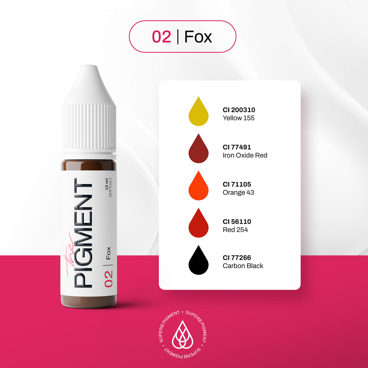 The Pigment 02 Fox warm brow pigment swatch for PMU mixing
