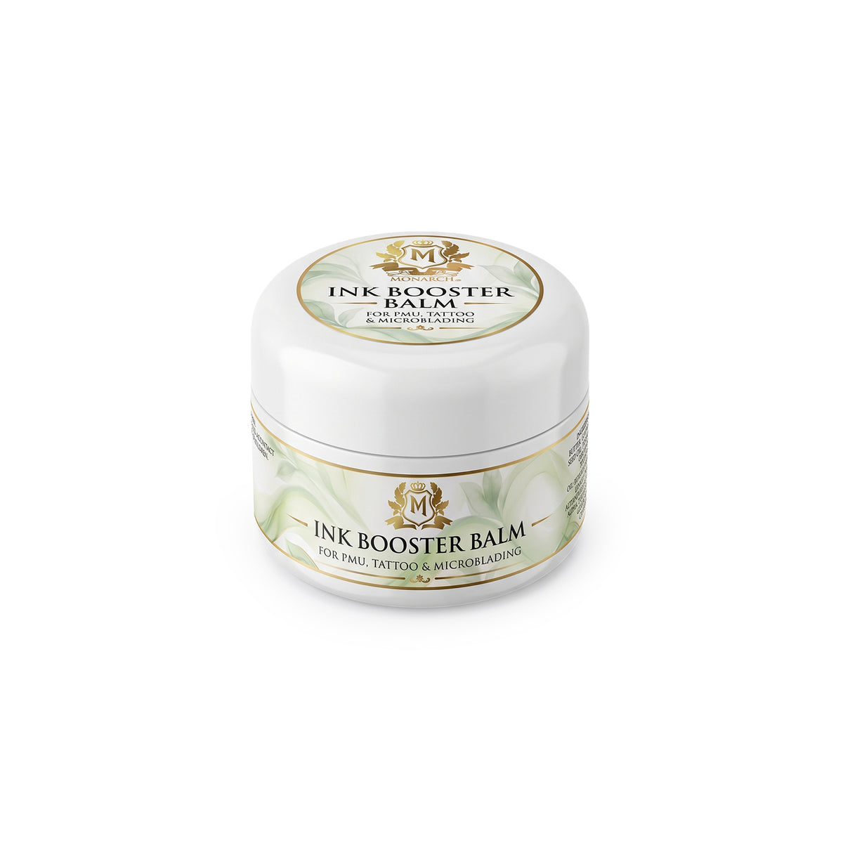 Skin Monarch Ink Booster Balm 30ml, vue en angle montrant le couvercle et l'étiquette avant