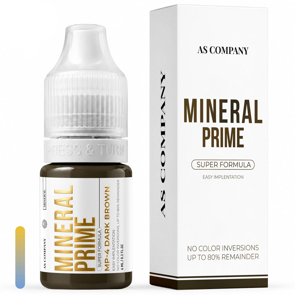 AS Company Mineral Prime MP4 Dark Brown 6ml PMU pigment with packaging