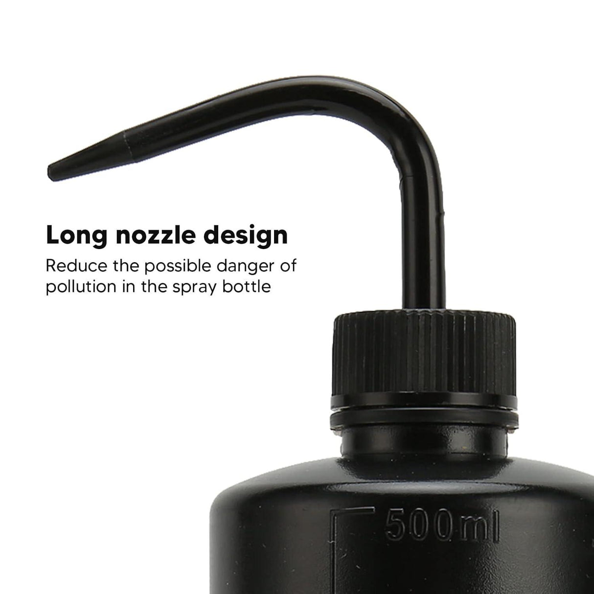 Black Plastic Wash Bottle 500ml - BVShop