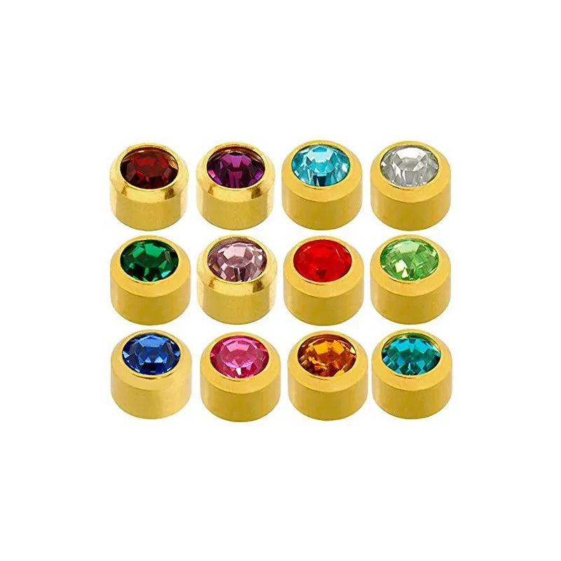 Kit de 12 paires de boucles d'oreilles colorées stériles plaquées or Caflon®