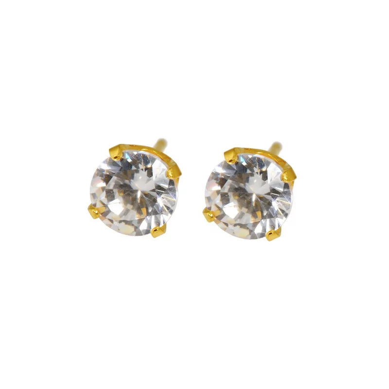 Boucles d'oreilles stériles plaquées or Caflon® avec zircon cubique