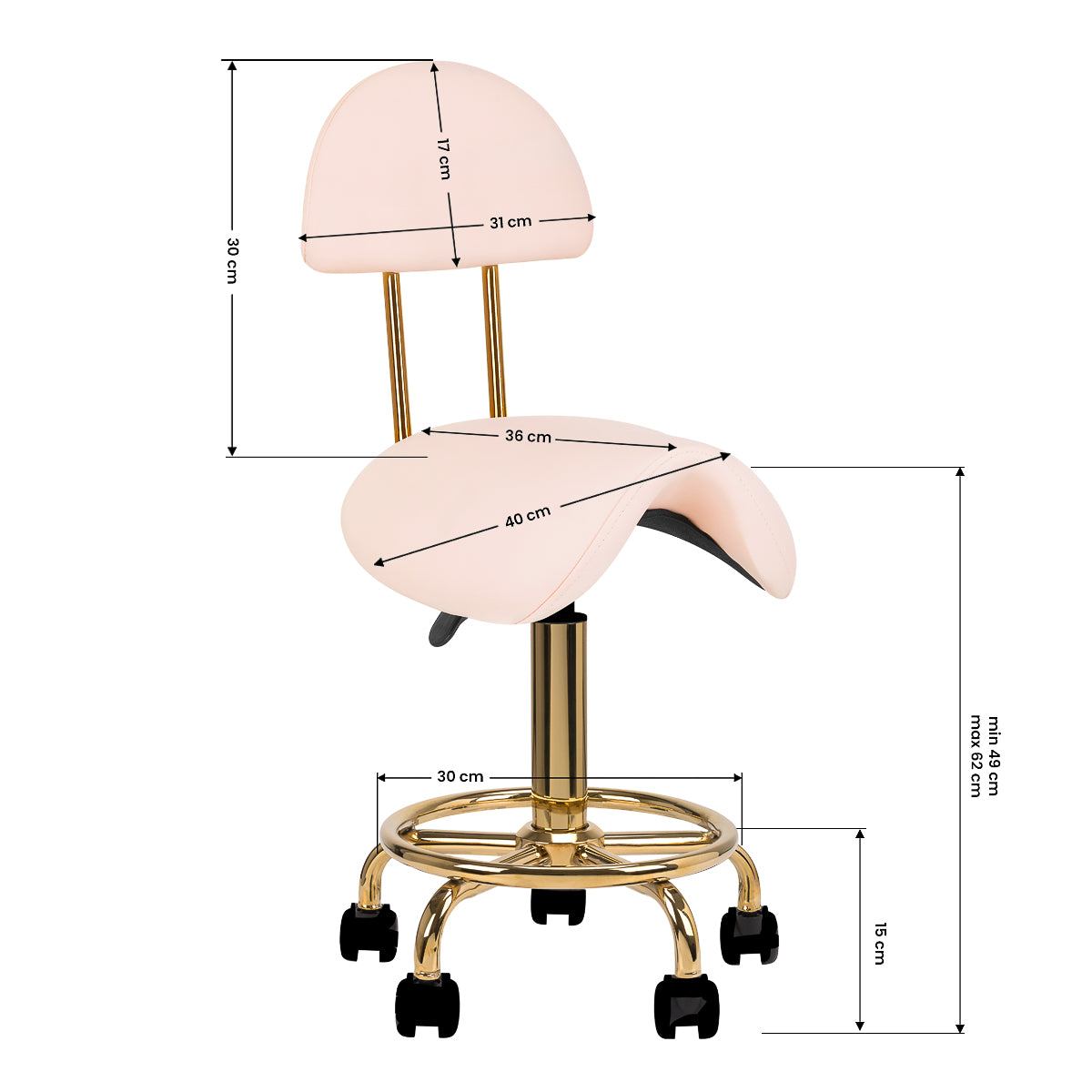 Cosmetic stool 6001-G gold – pink second category - BVShop