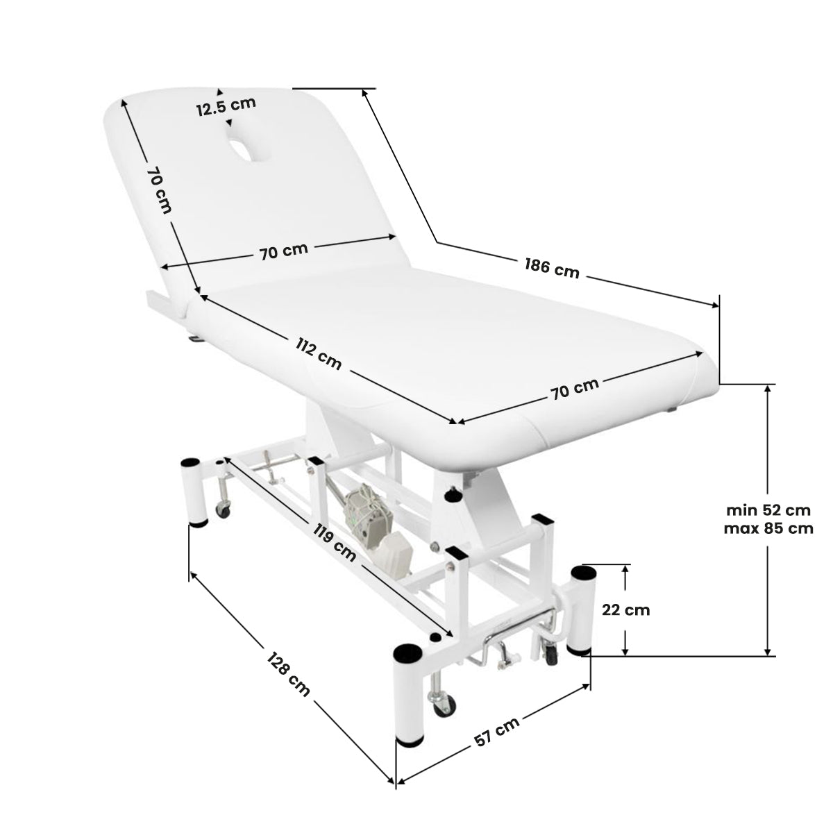 Electric bed for massage azzurro 684 1 strong White - BVShop