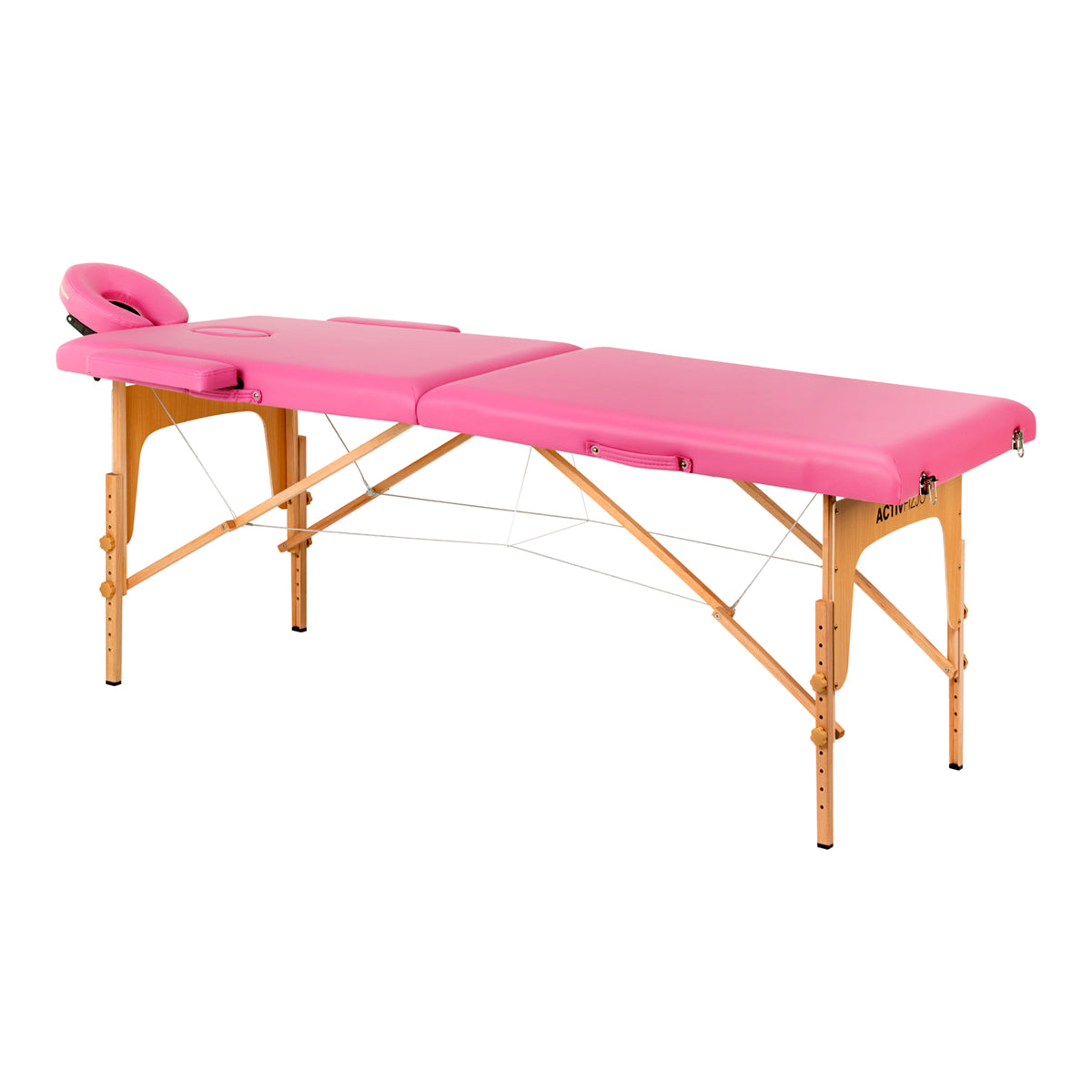 Folding massage table wooden Activ Fizjo comfort 2 segment pink - BVShop