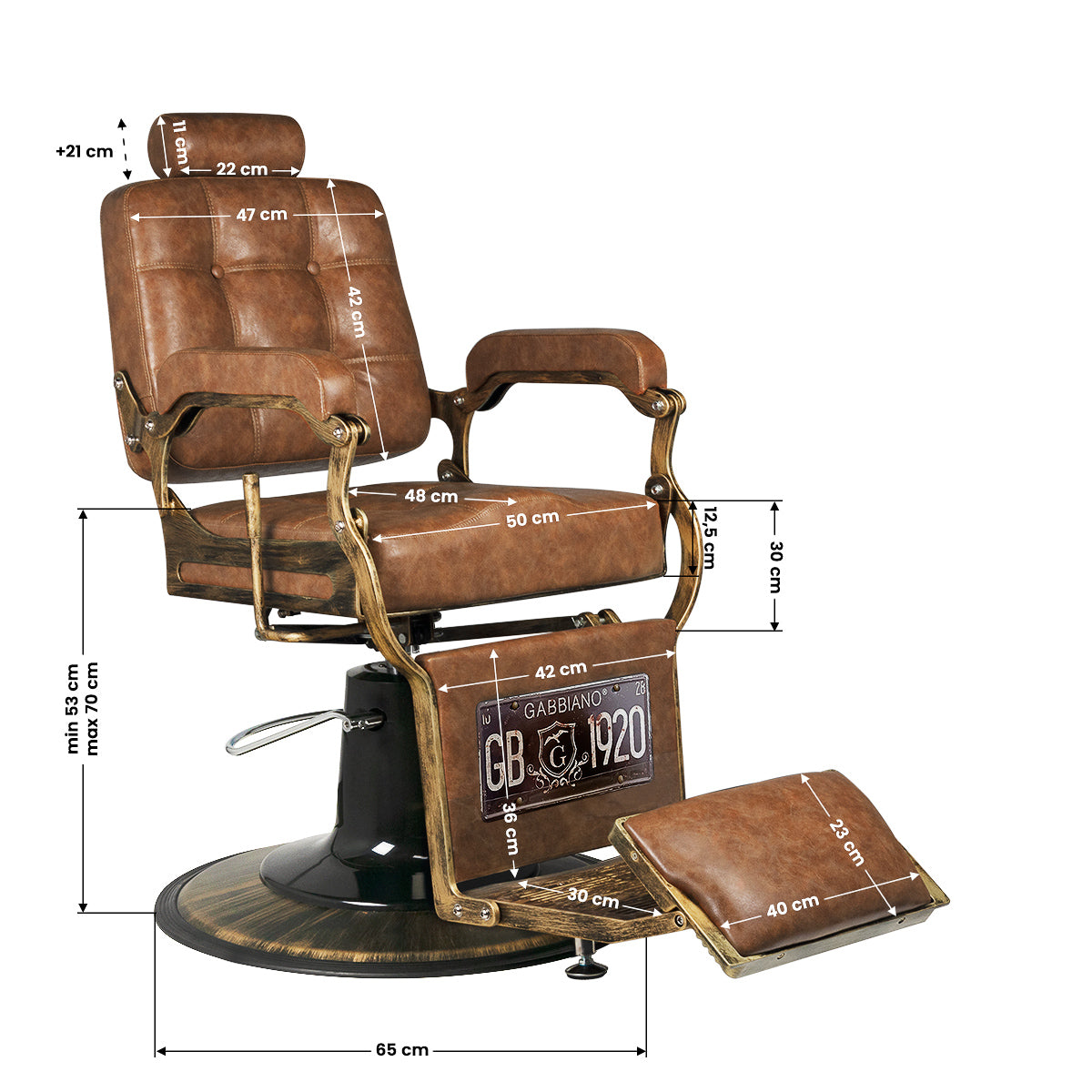 Gabbiano barber chair Boss Old Leather light brown - BVShop