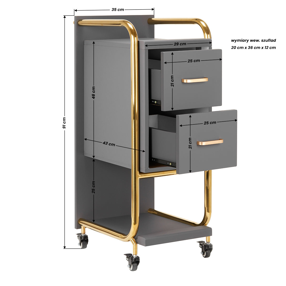 GABBIANO HAIRDRESSER TROLLEY SOLO GOLD GRAY - BVShop