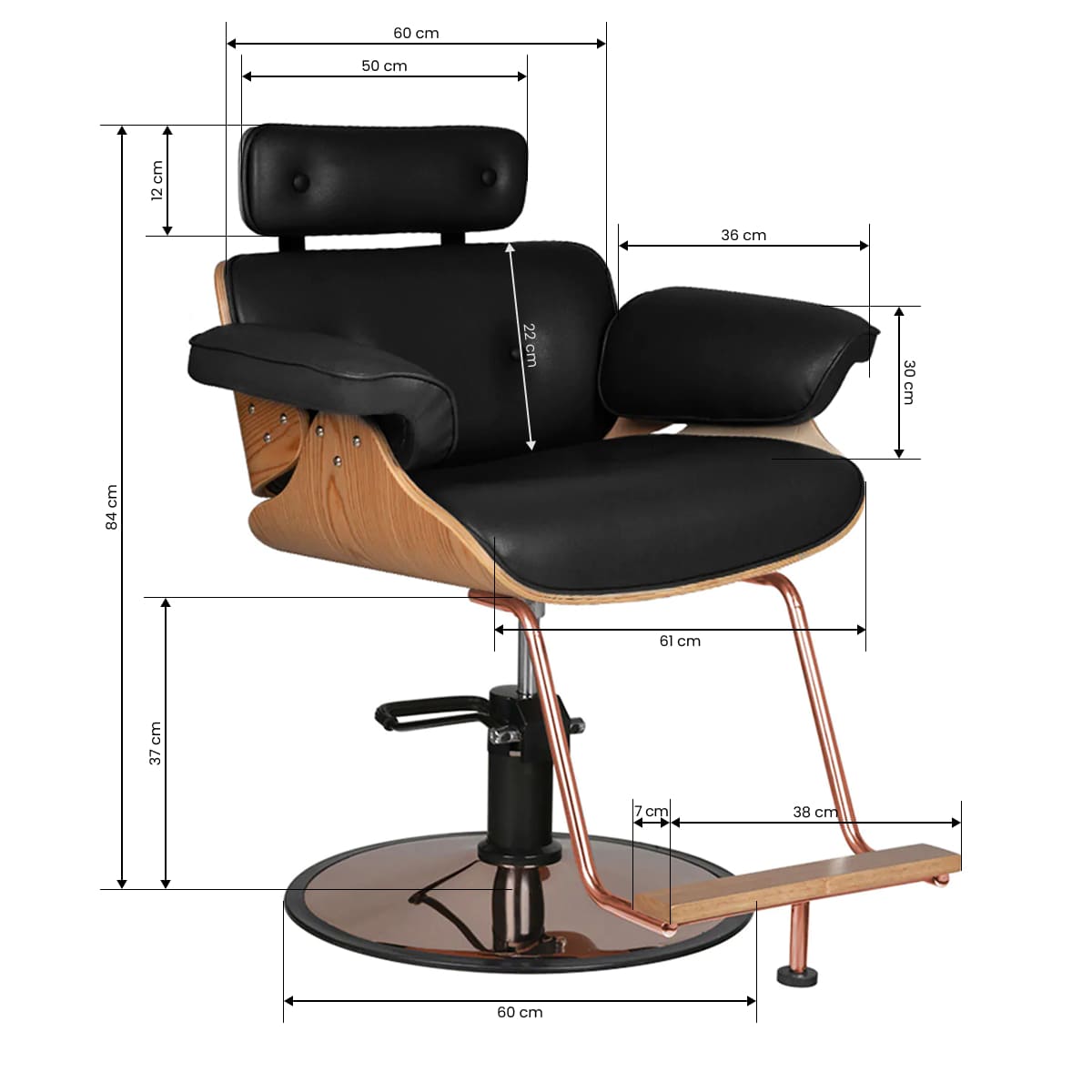 Gabbiano hairdressing chair florence black - BVShop