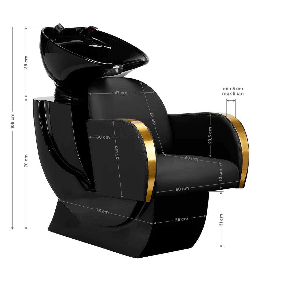 Gabbiano hairdressing wash unit Malaga gold and black - BVShop
