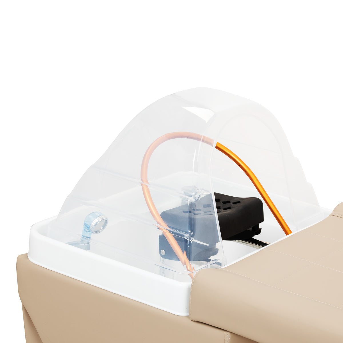 Gabbiano Head Spa Maldives hair washing bed in beige, designed for comfortable hair treatment and relaxation.