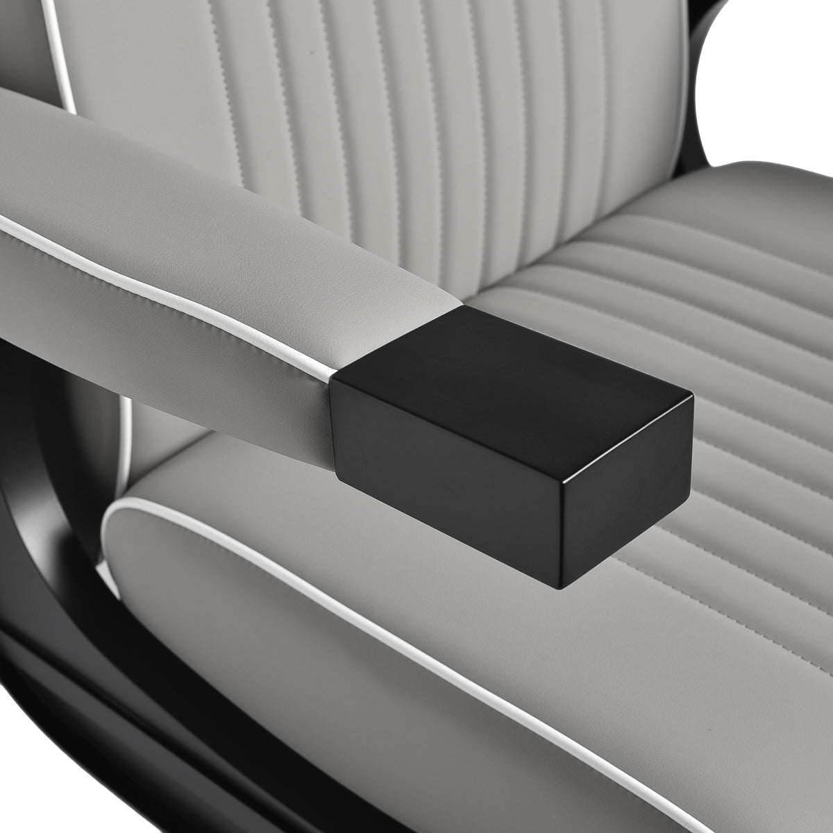 Gabbiano Levi barber chair with black frame gray without stitching at the back - BVShop