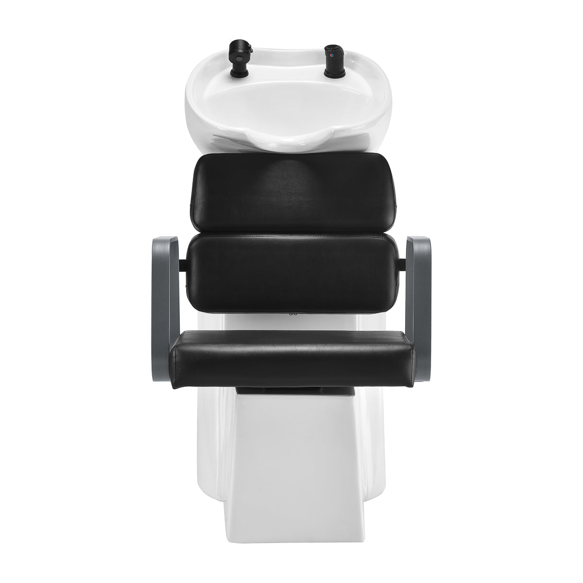 Gabbiano Porto grey and black hair wash unit, salon furniture with a comfortable basin and modern design for professional hairdressing.