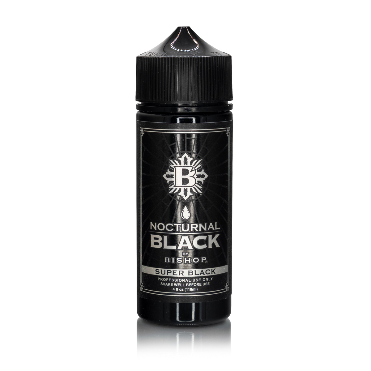 Nocturnal By Bishop Super Black 118ml — flacon sur fond blanc