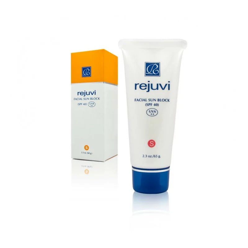 Rejuvi S Facial Sunblock SPF40 65g packaging and product label