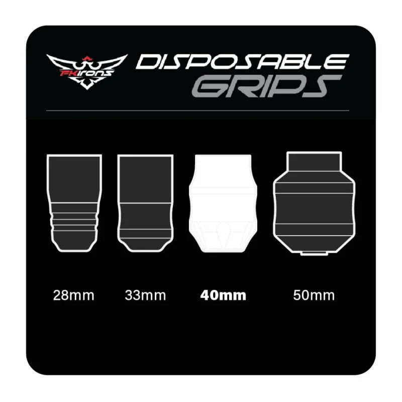 FK Irons Spektra Flux Wide disposable rubber grip, 40mm diameter, single black grip for tattoo machines.