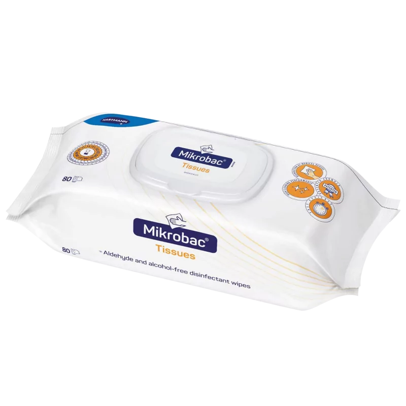 Lingettes Mikrobac pour désinfection des surfaces sans alcool 18cm x 20cm