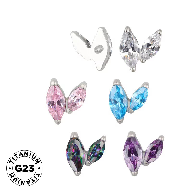 Pointes de piercing en titane avec zircon
