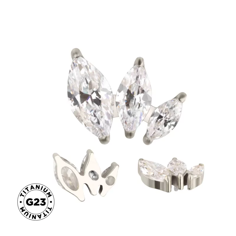 Bague en titane avec marquise arrangée