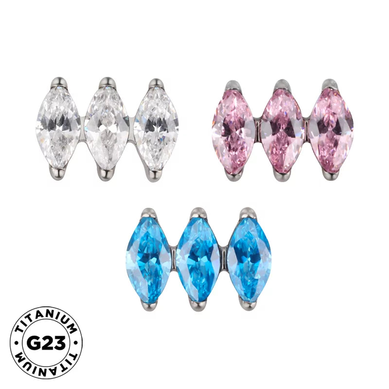 Bague en titane parallèle marquise