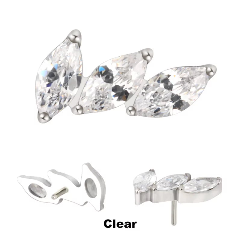 Embouts d'anneau en titane à 3 griffes en éventail incurvé