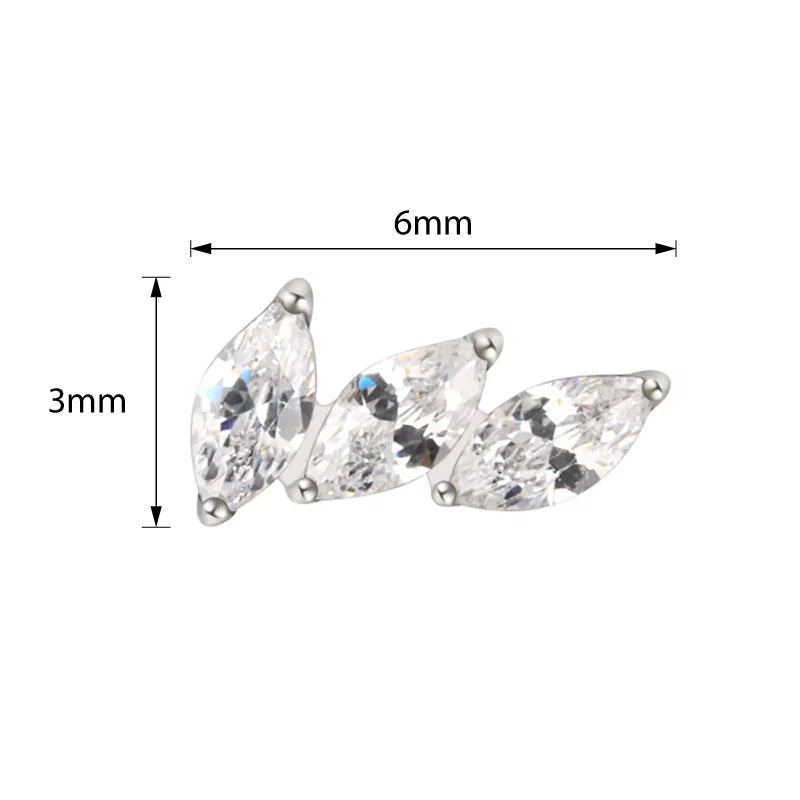 Embouts d'anneau en titane à 3 griffes en éventail incurvé