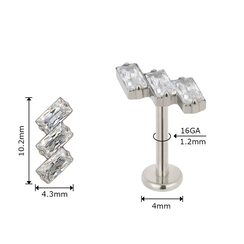Embouts d'anneau en titane 3 sertissages rectangulaires