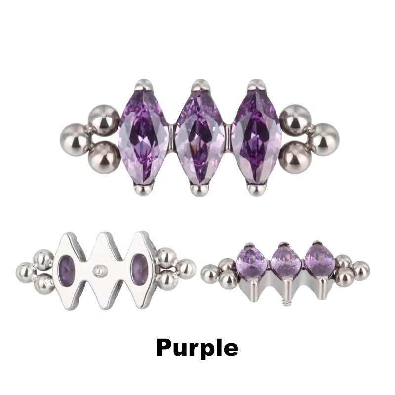 Bague en titane avec triple perle et sertissage