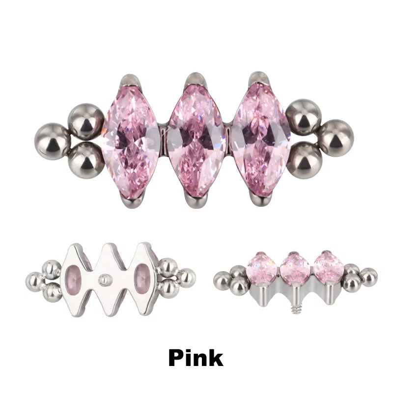 Bague en titane avec triple perle et sertissage