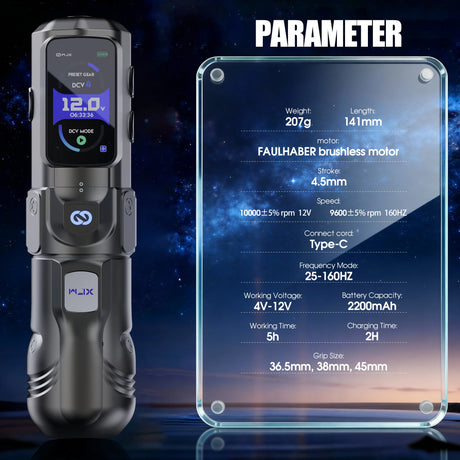 Mast WJX Hyper Force Wireless Tattoo Pen Machine with FAULHABER Brushless Motor - BVShop