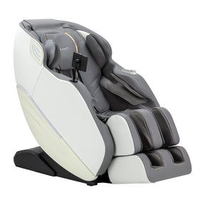 White and grey Sakura 3D Maximus massage chair, showcasing ergonomic design and plush upholstery for relaxation and comfort.