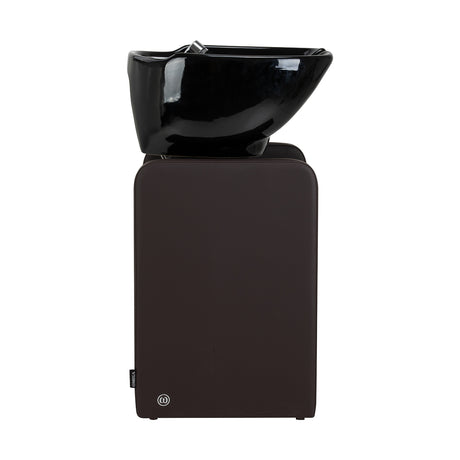 Omega Nautica brown hairdressing wash unit with sink and chair, designed for salon hair washing stations.